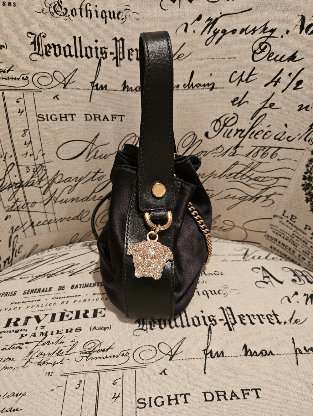 Versace Medusa Charm Evening Satin Hobo Crossbody Top Handle Bag - Picture 2 of 14